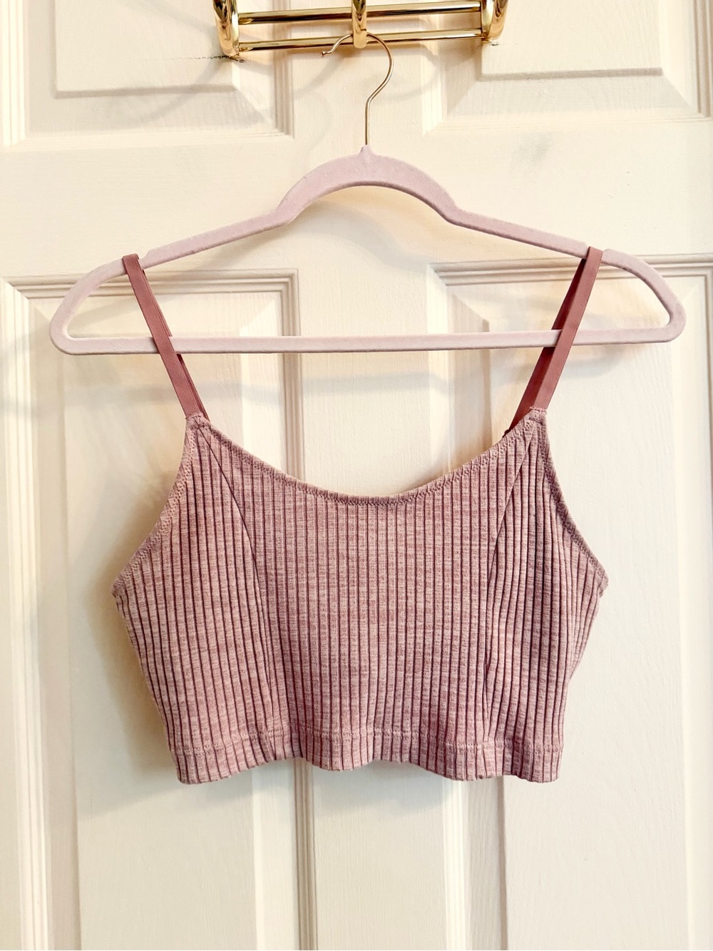 Pink aerie ribbed bra crop top